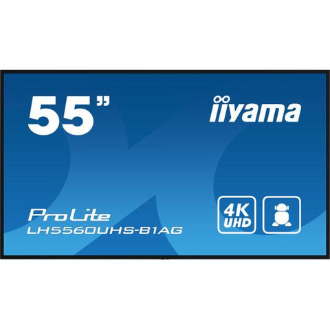 iiyama LH5560UHS-B1AG visualizzatore di messaggi Pannello A digitale 138,7 cm [54.6] LED Wi-Fi 500 cd/m 4K Ultra HD Nero Processore integrato Android 11 24/7 (iiyama ProLite LH5560UHS-B1AG - 55 Cat