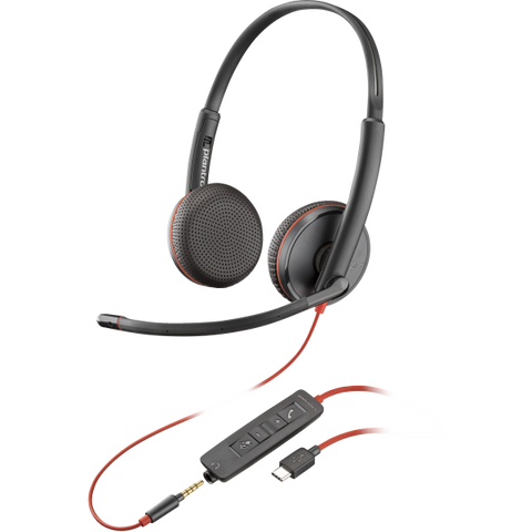 POLY Blackwire C3225 Stereo Auricolare Cablato Portatile Ufficio USB tipo A Nero