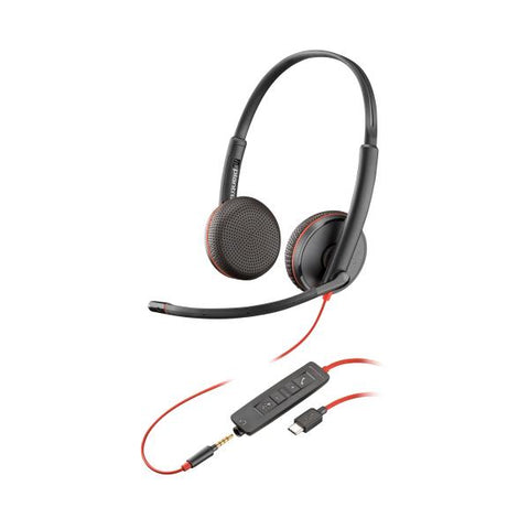 POLY Blackwire C3225 Stereo Auricolare Cablato Portatile Ufficio USB tipo A Nero