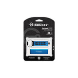 Teclado Kingston Technology IronKey, 200 unidades, memoria USB tipo C 3.2 Gen 1 (3.1 Gen 1), color azul.