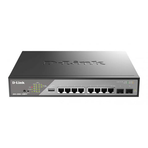 D-Link DSS-200G-10MPP/B switch di rete Gestito L2 Gigabit Ethernet [10/100/1000] Supporto Power over Ethernet [PoE] 1U Grigio (10-PORT GIGABIT ETHERNET POE++ - SURVEILLANCE SWITCHES)