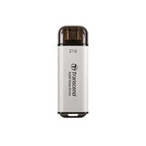 Transcend ESD300 2 TB USB tipo-C Argento (Transcend ESD300S - SSD - 2 TB - esterno [portatile] - USB 3.2 Gen 2x1 [USB-C connettore] - argento)
