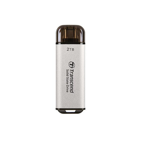 Transcend ESD300 2 TB USB tipo-C Argento (Transcend ESD300S - SSD - 2 TB - esterno [portatile] - USB 3.2 Gen 2x1 [USB-C connettore] - argento)