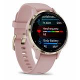 Garmin Venu 3S 3,05 cm (1.2") AMOLED Digitale 390 x 390 Pixel Touch screen Oro, Rosa Wi-Fi GPS (satellitare)