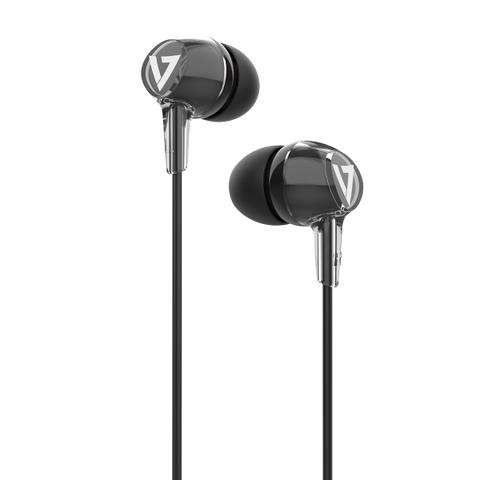 V7 STEREO EARBUDS CUFFIE AURICOLARI CON MICROFONO JACK 3.5mm CAVO 1.2 MT NERO