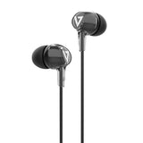 V7 STEREO EARBUDS CUFFIE AURICOLARI CON MICROFONO JACK 3.5mm CAVO 1.2 MT NERO