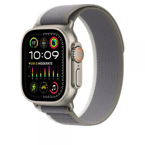 Apple MT5Y3ZM/A accessorio indossabile intelligente Band Verde, Grigio Nylon, Poliestere riciclato, Titanio, Spandex (-APPLE WATCH 49 GREEN/GRAY TL S/M)