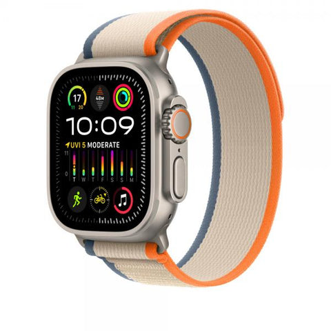 Apple MT5W3ZM/A accessorio indossabile intelligente Band Beige, Arancione Nylon, Poliestere riciclato, Titanio, Spandex (*APPLE WATCH 49 ORANGE/BEIGE TL S/M)