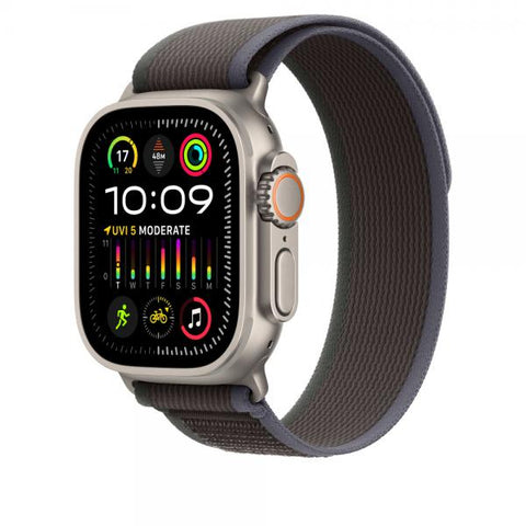 Apple MT613ZM/A accessorio indossabile intelligente Band Nero, Blu Nylon, Poliestere riciclato, Titanio, Spandex (APPLE WATCH 49 BLUE/BLACK TL S/M)