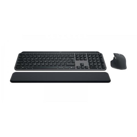 LOGITECH MX KEYS COMBO TASTIERA E MOUSE WIRELESS BLUETOOTH CON PALM REST SCORRIMENTO VELOCE USB-C GRAFITE