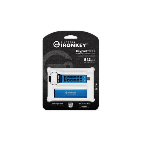 Kingston Technology IronKey Keypad 200C USB-C da 512 GB, FIPS 140-3 livello 3 (in fase di approvazione) AES-256