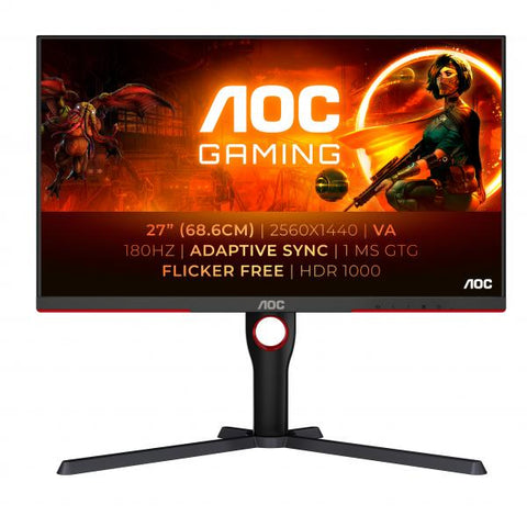 AOC G3 27" LED VA 2K ULTRA HD HDR FORMATO 16:9 CONTRASTO 4.000:1 2xHDMI 1xDISPLAY PORT BLACK