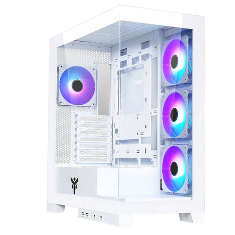 CASE ITEK SHOWBUI 45W-GAMING TOWER, ATX, 4X12CM ARGB FAN, 2XUSB3, TYPE-C,SYDE & FRONT PANEL TEMP GLASS WHITE ED. - ITGCASB45W