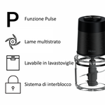 HAIER HCH5B1 TRITATUTTO ELETTRICO SERIES 5 500W 2 VELOCITA' CIOTOLA IN VETRO DA 0.5 LT NERO