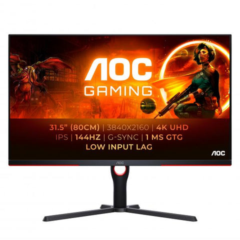 AOC G3 U32G3X/BK LED display 80 cm [31.5] 3840 x 2160 Pixel 4K Ultra HD Nero, Rosso (AOC Gaming U32G3X/BK sk?rm - WLED - 32)