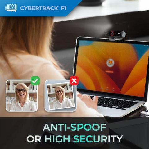 Adesso CyberTrack F1 webcam 2,1 MP 1920 x 1080 Pixel USB 2.0 Nero (1080P HD WEBCAM W/WINDOWS HELLO - FACE REC. BUILD-IN CYBERTRACK F1)