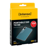 Intenso Lesen/Schreiben bis zu 500 MB/s/500GB USB tipo-C 3.2 Gen 1 [3.1 Gen 1] Blu, Grigio (Intenso externe SSD TX100 500GB USB 3)