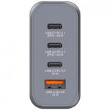 VERBATIM GaN CHARGER CARICABATTERIE DA RETE MULTINAZIONE 4 PORTE 140 W 3 x USB-C 1 x USB-A SPINA RIPIEGABILE PER EU USA e UK GRIGIO