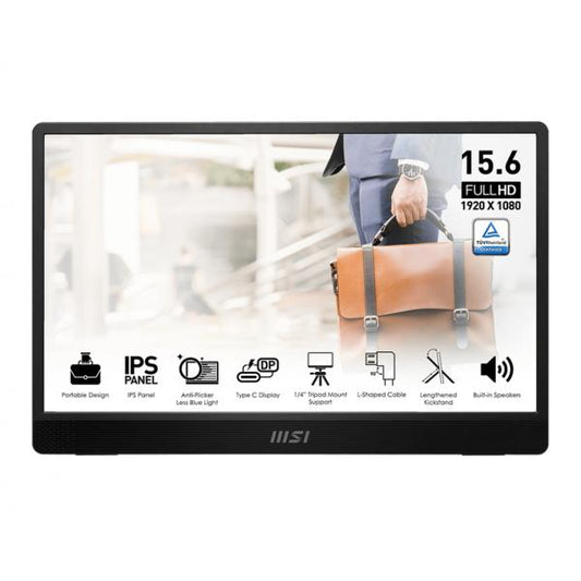 MSI PRO MP161DE E2 Monitor PC 39,6 cm [15.6] 1920 x 1080 Pixel Full HD LED Nero (Pro Mp161De E2 Computer - Monitor 39.6 Cm [15.6] 1920 - X 1080 Pixels Full Hd Led Black - Warranty: 12M)