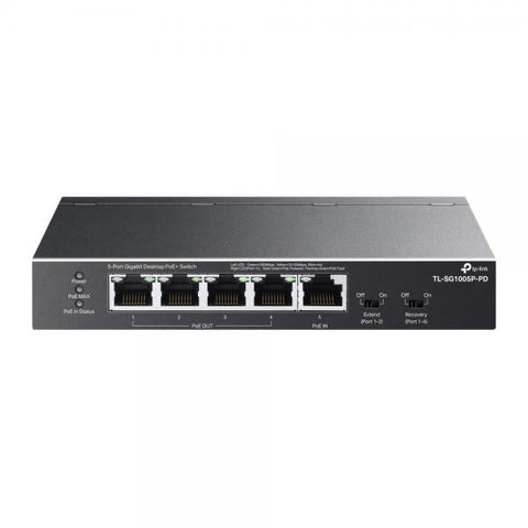TP-LINK TL-SG1005P-PD SWITCH 5 PORTE GIGABIT 4 x 10/100/1000 (PoE+) + 1 x 10/100/1000 (PoE++) PoE++ (66 W)