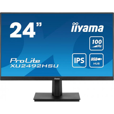 iiyama ProLite XU2492HSU-B6 Monitor PC 60,5 cm [23.8] 1920 x 1080 Pixel Full HD LED Nero (iiyama Prolite XU2492HSU-B6 24 inch IPS Monitor, Full HD, 0.4ms, USB Hub, HDMI, DisplayPort, 100Hz, Speakers,