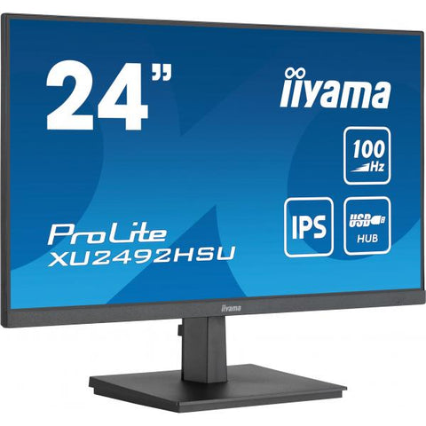 iiyama ProLite XU2492HSU-B6 Monitor PC 60,5 cm [23.8] 1920 x 1080 Pixel Full HD LED Nero (iiyama Prolite XU2492HSU-B6 24 inch IPS Monitor, Full HD, 0.4ms, USB Hub, HDMI, DisplayPort, 100Hz, Speakers,