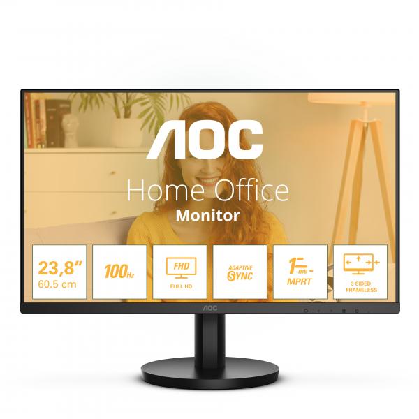 AOC 24B3HMA2 Monitor PC 60,5 cm [23.8] 1920 x 1080 Pixel Full HD LED Nero (AOC Basic-line 24B3HMA2 - Monitor a LED - 24 [23.8 visualizzabile] - 1920 x 1080 Full HD [1080p] @ 100 Hz - VA - 250 cd/m? -