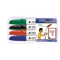 TRATTO MEMO MARCATORE PER LAVAGNA PUNTA A SCALPELLO 4/6.50 mm COL. ASSORTITI CONF 4 Pz.