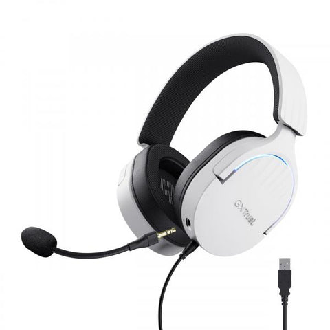 TRUST GXT 490W FAYZO 7.1 CUFFIE GAMING USB OVER-EAR CON MICROFONO AUDIO SURROUND 7.1 DRIVER 50mm ILLUMINAZIONE RGB NOISE CANCELLING BIANCO