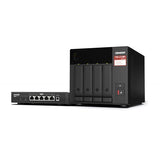 QNAP TS-473A-SW5T BUNDLE TS-473A SERVER NAS 4 ALLOGGIAMENTI SATA 6GB/S RAID JBOD, RAID 0, 1, 10, 5, 6 RAM 8GB 2.5 GIGABIT ETHERNET + SWITCH QSW-1105-5T