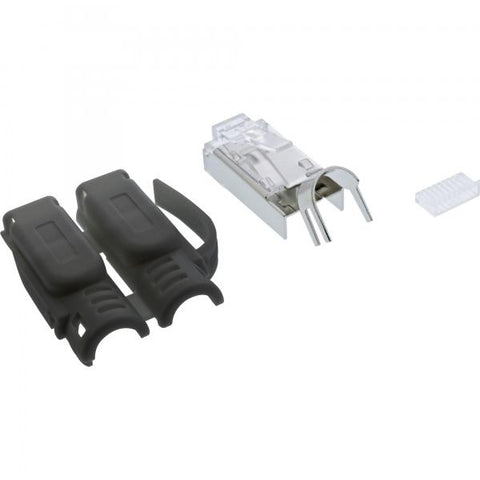 InLine Connettore a crimpare Cat.6A RJ45 schermato, nero, 100 pz.