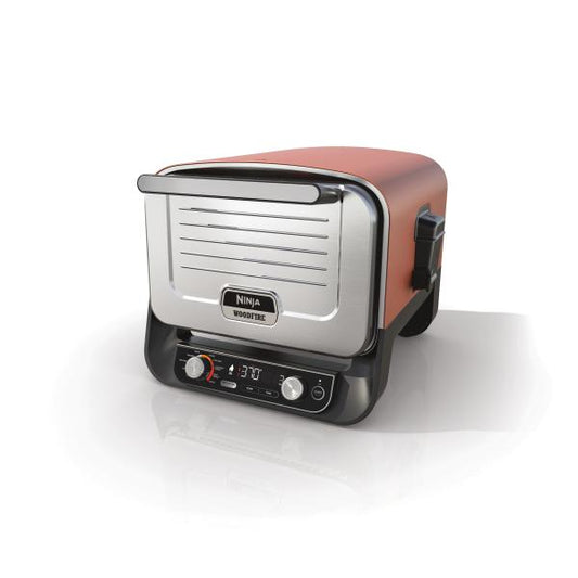 Ninja OO101EU barbecue per l'aperto e bistecchiera Grill Elettrico + Carbone Nero, Rosso, Argento 2400 W