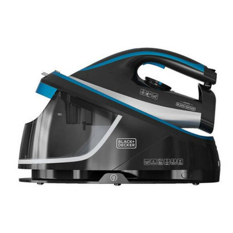 Black & Decker BXSS2401E 2400 W 1,5 L Piastra in Ceramica Nero, Blu, Bianco (BLACK+DECKER Steam Station 1.5L Black)