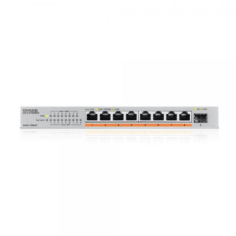 Zyxel XMG-108HP Non gestito 2.5G Ethernet [100/1000/2500] Supporto Power over Ethernet [PoE] (Zyxel XMG-100 Series XMG-108HP - Switch - non gestito - unmanaged - 8 x 100/1000/2.5G [PoE++] + 1 x Gigab
