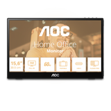 AOC T2 16T3EA Monitor PC 39,6 cm [15.6] 1920 x 1080 Pixel Full HD Nero (AOC 15.6 IPS MONITOR USB-C 16T3EA)
