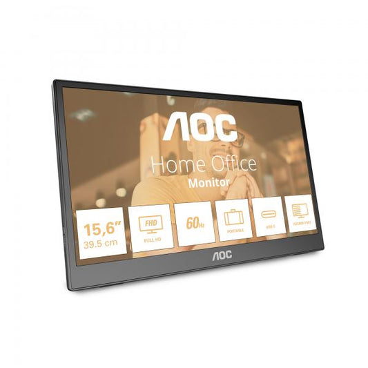 AOC T2 16T3EA Monitor PC 39,6 cm [15.6] 1920 x 1080 Pixel Full HD Nero (15.6 INCH FHD IPS PORTABLE USB C)
