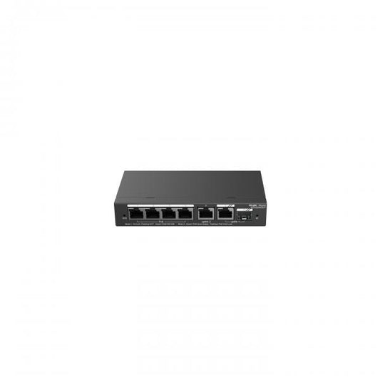 6-Port Gigabit Smart POE Switch 4 PoE/POE+ Ports with 1 Gigabit RJ45/1 combo SFP uplink ports 54W PoE power budget Desktop Steel Case