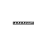 10-Port Gigabit Smart POE Switch 8 PoE/POE+ Gigabit RJ45 Ports with 1 Gigabit RJ45/1 combo SFP uplink ports 120W PoE power budget Desktop Steel Case
