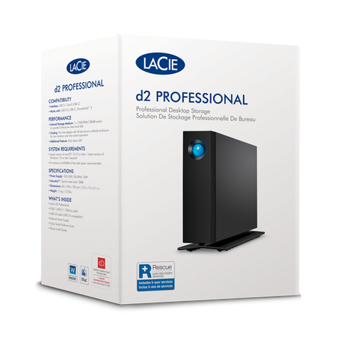 LACIE D2 PROFESSIONAL HDD ESTERNO 24 TB USB-C 3.2 Gen 2 THUNDERBOLT NERO