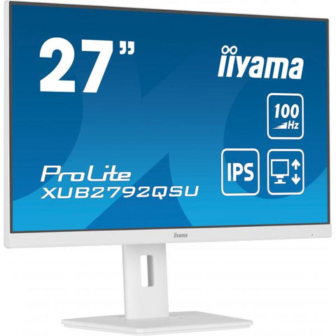 IIYAMA PROLITE XUB2792QSU-W6 27" LED IPS QUAD HD 2560 x 1440 250 CD/mq 1300:1 0.4ms 100Hz ALTOPARLANTI HDMI DISPLAYPORT BIANCO