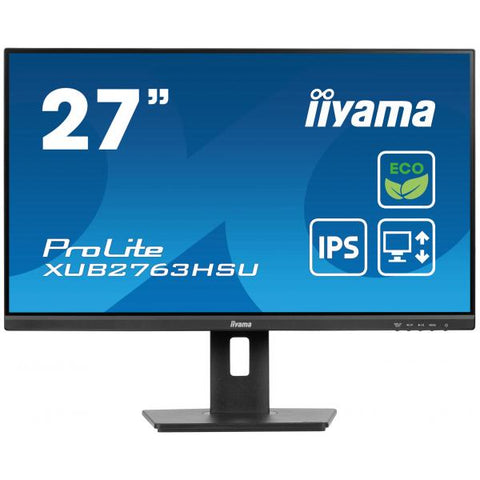 iiyama ProLite XUB2763HSU-B1 Monitor PC 68,6 cm [27] 1920 x 1080 Pixel Full HD LED Nero (27 PROLITE XUB2763HSU-B1 IPS Monitor - 27 Black LED Monitor Full HD Height Adjustable DisplayPort USB and HDMI