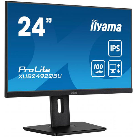iiyama ProLite XUB2492QSU-B1 Monitor PC 60,5 cm [23.8] 2560 x 1440 Pixel Quad HD LED Nero (24 PROLITE XUB2492QSU-B1 24 WQHD IPS - 24 Black LED Monitor Full HD Height Adjustable DisplayPort USB