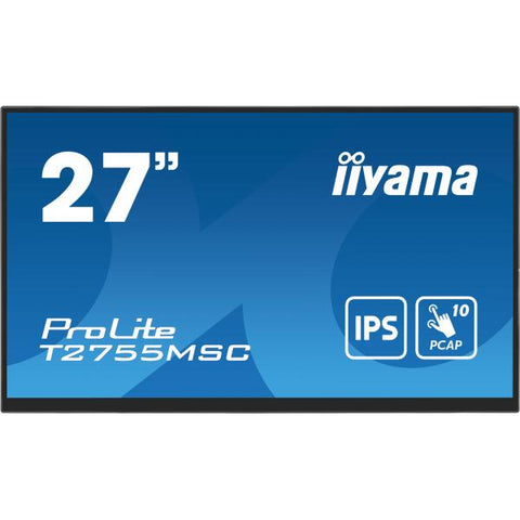 iiyama ProLite T2755MSC-B1 Monitor PC 68,6 cm [27] 1920 x 1080 Pixel Full HD LED Touch screen Da tavolo Nero (27 ProLite T2755MSC-B1 Touch Monitor - 27 Black LED Touchscreen Monitor Full HD DisplayPo