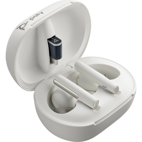 Auriculares POLY Voyager Free 60/60+ con certificación Microsoft Teams, color blanco (2 unidades)