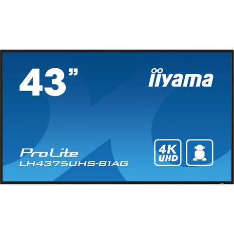 iiyama ProLite Pannello piatto per segnaletica digitale 108 cm [42.5] LCD Wi-Fi 500 cd/m 4K Ultra HD Nero Processore integrato Android 11 24/7 (iiyama ProLite LH4375UHS-B1AG - 43 Categoria diagonal