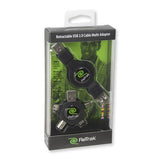RETRAK CAVO USB RETRATTILE 1 x M USB TIPO A 1 X F USB TIPO A CON MULTI ADATTATORE INTERCAMBIABILE 1 M NERO
