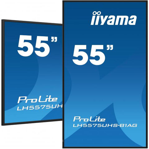 iiyama LH5575UHS-B1AG visualizzatore di messaggi Pannello piatto per segnaletica digitale 138,7 cm [54.6] LCD Wi-Fi 500 cd/m 4K Ultra HD Nero Processore integrato Android 11 24/7 (iiyama ProLite LH