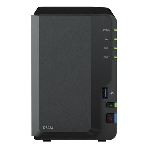 Synology DiskStation DS223 NAS Mini Tower Realtek RTD1619B 2 GB DDR4 32 TB HDD DiskStation Manager Nero (Synology DS223 32TB [Synology HAT33] 2 bay desktop NAS; AMD Ryzen [2Years warranty])