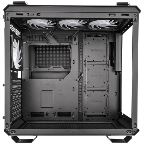 ASUS TUF Gaming GT502 PLUS Midi Tower Nero (Asus TUF Gaming GT502 Plus Case w/ Front & Side Glass Windows, ATX, Dual Chamber, Modular Design, 4x ARGB Fans & Lighting Hub, USB-C, Carry Handles, Black)
