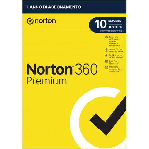 NORTON 360 PREMIUM 10 DISPOSITIVI 75GB 12 MESI BOX
